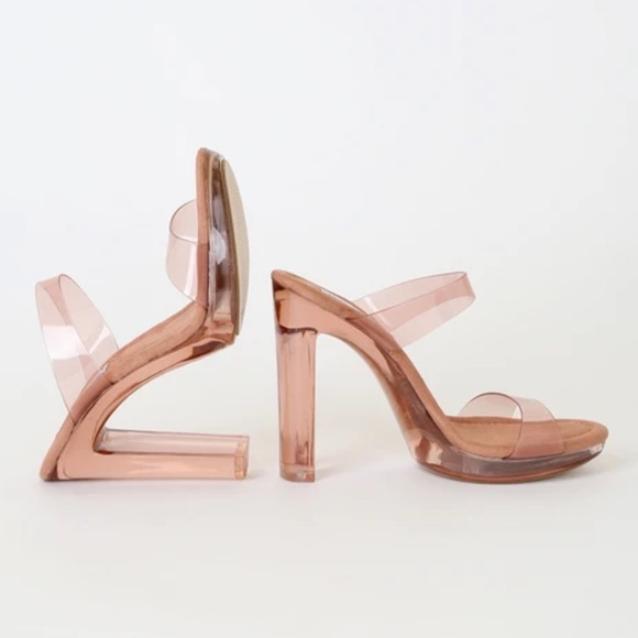 Steve Madden Shoes - Steve Madden Glassy Heeled Slide Tan Platform Shoes